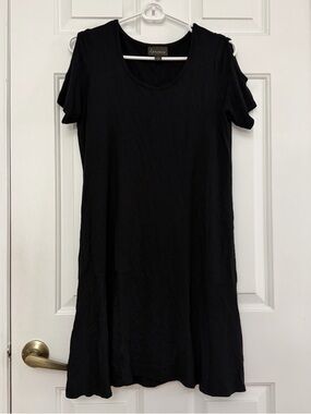 Apropos Black Cold-Shoulder T Shirt Dress